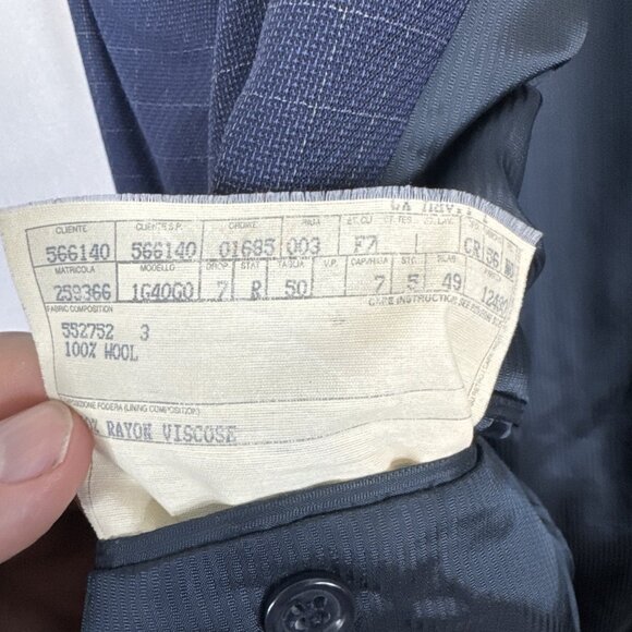 Ermenegildo Zegna Soft Men 40 navy slate-blue windowpane wool blazer Switzerland - Picture 9 of 9